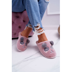 Moteriškos dirbtinio kailio „Panda“ šlepetės tamsiai rožinės spalvos „Fimeo“.