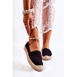 Klasikinės moteriškos espadrilės ažūrinės juodos spalvos Catris