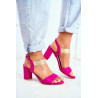 Moteriški sandalai su zomšiniais fuksijos spalvos „Enjoy“. | Aukštakulnės basutės | jai24.lt