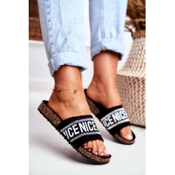 Šlepetės ant kamštinio pado su kubiniu cirkonio oksidu, raudonu Be Nice