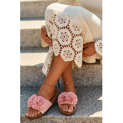 Šlepetės ant kamštienos pado Pink Flowerbomb