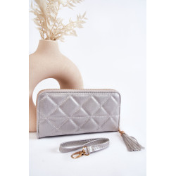 Didelė dygsniuota piniginė su sidabrine juostele Jeffrey