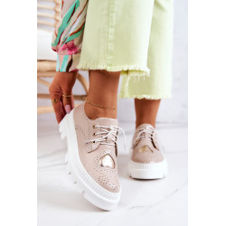 Odiniai batai su širdelėmis Beige Curtis