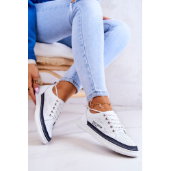 Moteriški odiniai sportbačiai balti ir tamsiai mėlyni Cloesa