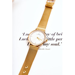 Moteriškas analoginis laikrodis Giorgio & Dario su kubinio cirkonio aukso spalvos