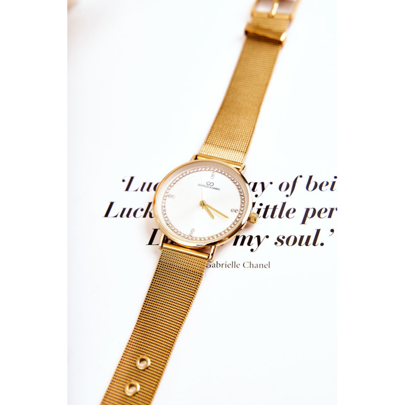 Moteriškas analoginis laikrodis Giorgio & Dario su kubinio cirkonio aukso spalvos | Moteriški laikrodžiai | jai24.lt