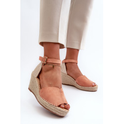 Patogūs moteriški sandalai ant pleišto Šviesiai rožinės spalvos Dellia