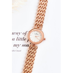 Moteriškas „Giorgio & Dario“ laikrodis su kubiniu cirkoniu ant rožinio aukso spalvos ciferblato