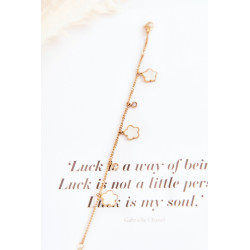 Apyrankė ant grandinėlės su gėlėmis aukso-baltos spalvos