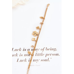 Madinga apyrankė su dobilais ir aukso lapais