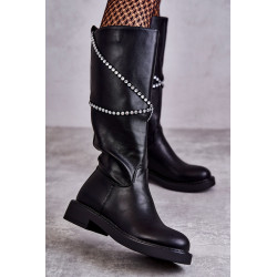 Juodi moteriški batai su ornamentais Black Finlay