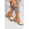 Odiniai sandalai ant auksinio kulno Laura Messi 2143 smėlio spalvos | jai24.lt
