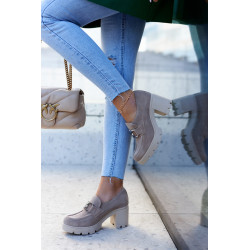 Elegantiški batai ant stulpo su auksine puošyba smėlio spalvos Harmell 198439