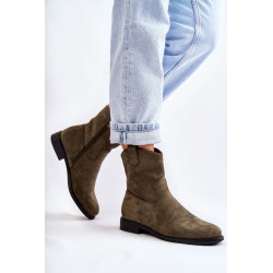 Moteriški zomšiniai plokščiakulniai batai, žalios spalvos Fiorenz 198468