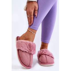 Šiltos moteriškos šlepetės su kailiu Tamsiai rožinės spalvos Franco 198521