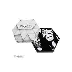 Vaivorykštės kojinės su gyvūnų motyvais Zebra Panda juodai baltos 2 poros 198552