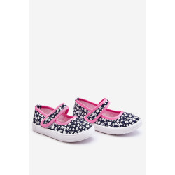 Vaikiškos Velcro balerinos tamsiai mėlynos ir rožinės spalvos 198615