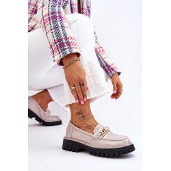 Lakinės odos platforminiai loaferiai šviesiai pilka Ronin 198619