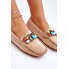 Moteriški zomšiniai batai su smėlio spalvos kristalais Lucille | Mokasinai moterims | jai24.lt