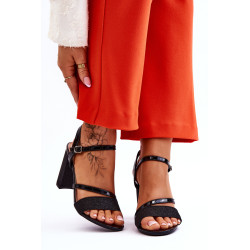 Blizgūs aukštakulniai sandalai, juodi Alicia 198628