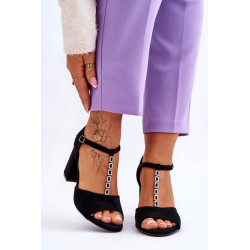 Zomšiniai aukštakulniai sandalai su kubiniais cirkoniais fuksijos aniya 198630