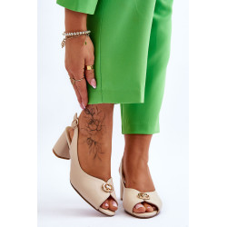 Madingi odiniai aukštakulniai sandalai Beige Hette 198645