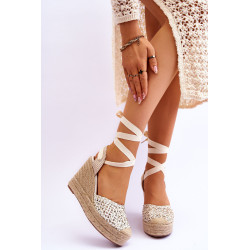 Surištos moteriškos sandalai smėlio spalvos Josephine 198650