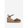 Zomšinės Espadrilės Pleištinės Sandalai Beige Cammer | Sandalai moterims | jai24.lt