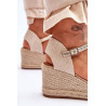 Zomšinės Espadrilės Pleištinės Sandalai Beige Cammer | Sandalai moterims | jai24.lt