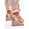 Zomšinės Espadrilės Pleištinės Sandalai Beige Cammer | Sandalai moterims | jai24.lt