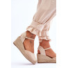 Zomšinės Espadrilės Pleištinės Sandalai Beige Cammer | Sandalai moterims | jai24.lt
