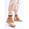 Zomšinės Espadrilės Pleištinės Sandalai Beige Cammer | Sandalai moterims | jai24.lt