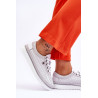 Madingi odiniai ažūriniai sportiniai batai baltai sidabro spalvos Cantare | Kedai | jai24.lt