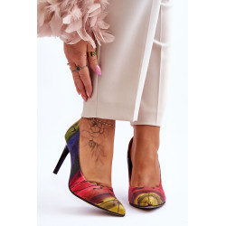 Madingi odiniai aukštakulniai Lewski batai 2659 mėlynai raudoni 198673