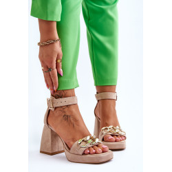 Moteriški zomšiniai sandalai su dideliais kulnais Lewski batai 3207 juodi 198676