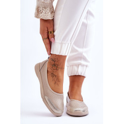 Odinės moteriškos ažūrinės balerinos smėlio spalvos Lucy 198678