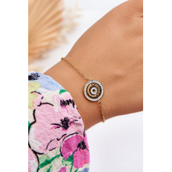 Plieninė apyrankė su apskritimu ir cirkonio auksu 198701