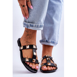 Moteriškos šlepetės su didelėmis smeigėmis, juodos spalvos Mercure 198702