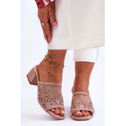 S.Barski tinklinės šlepetės su kulnais KV-612-1 Nude 198723