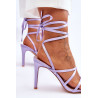 Surišti moteriški sandalai ant aukšto kulno, violetinės spalvos Meya | Sandalai moterims | jai24.lt