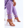 Surišti moteriški sandalai ant aukšto kulno, violetinės spalvos Meya | Sandalai moterims | jai24.lt
