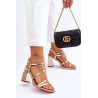 Odiniai aukštakulniai sandalai smėlio spalvos Florentina | Sandalai moterims | jai24.lt