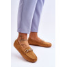 Klasikiniai zomšiniai loaferiai su puošmena Camel Amera | Mokasinai moterims | jai24.lt