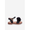 Madingi vaikiški sandalai su gėlėmis, juodos spalvos | Basutės vaikams | jai24.lt