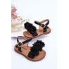 Madingi vaikiški sandalai su gėlėmis, juodos spalvos | Basutės vaikams | jai24.lt