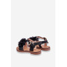 Madingi vaikiški sandalai su gėlėmis, juodos spalvos | Basutės vaikams | jai24.lt