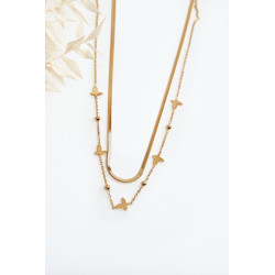 Moteriška gyvatės grandinėlė su drugeliais auksinė 198790