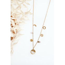 Moteriška grandinėlė su madingais aukso spalvos pakabukais 198821