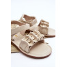 Vaikiški sandalai su Velcro širdelėmis Smėlio spalvos Havana | Basutės vaikams | jai24.lt
