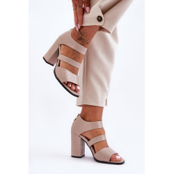 Odiniai sandalai ant kulno S.Barski 80-4 Beige 198833